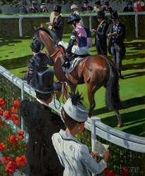 The Parade Ring Shadows by Sherree Valentine Daines - Original Painting on Board sized 20x24 inches. Available from Whitewall Galleries